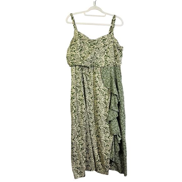 FAT FACE Dress 12 Lucia Damask Floral Linen Blend Midi Ruched Top Pockets - Picture 6 of 16